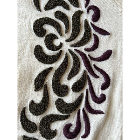 Rachael Roy Embroidered sweater Cottagecore MED Merino Wool Blend texture - Picture 9 of 12